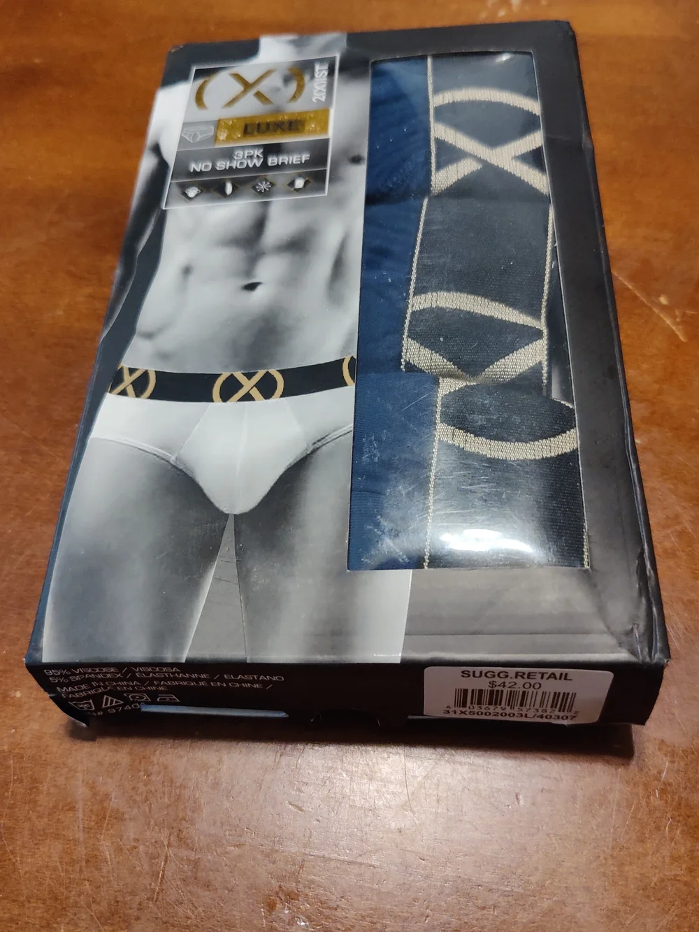 NEW Large 36/38 3-Pack Luxe No-Show Briefs in Navy by 2xist